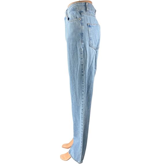 NA-KD Reborn Womens Blue Light Wash Split High Rise Wide Leg Denim Jeans Size S - Picture 2 of 5